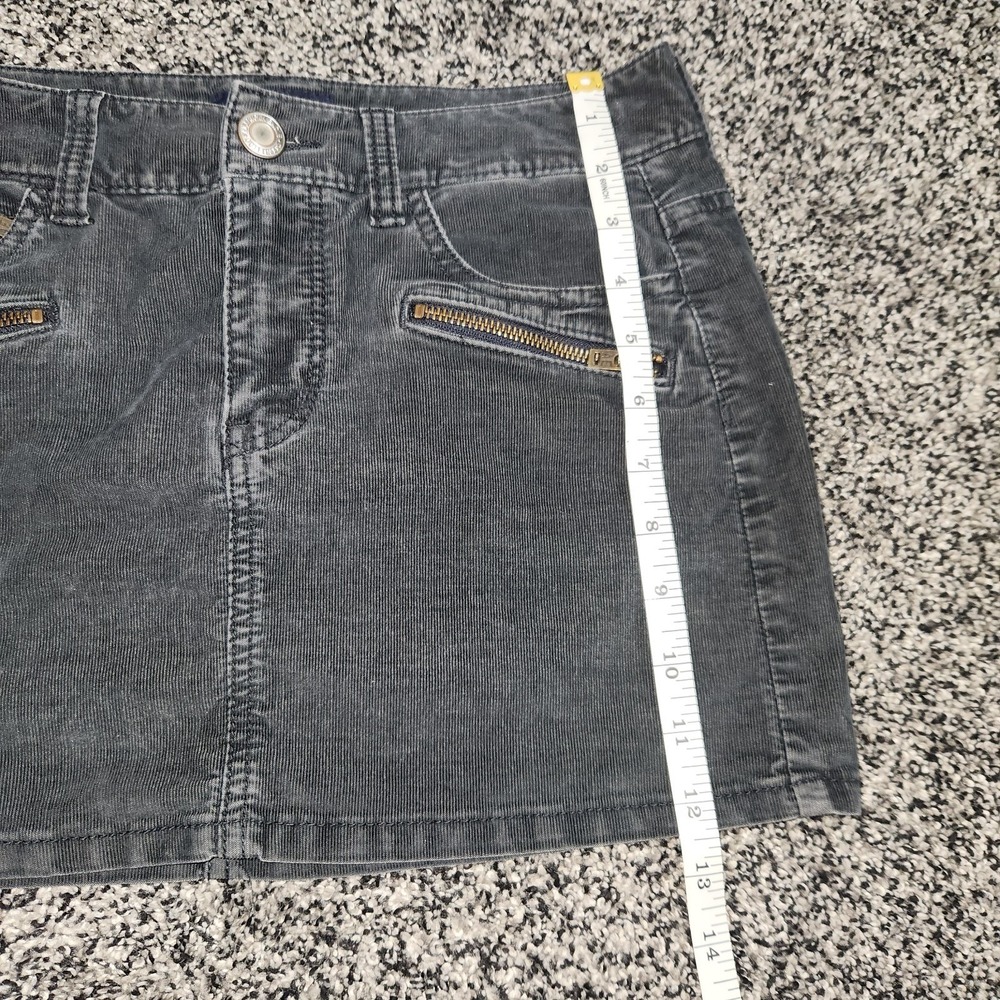 Y2k American eagle black corduroy Micro Mini skirt Grunge Punk Emo Gothic Sz 2 - Picture 2 of 7